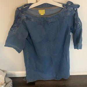 Denim Dress with tie-up sleeves